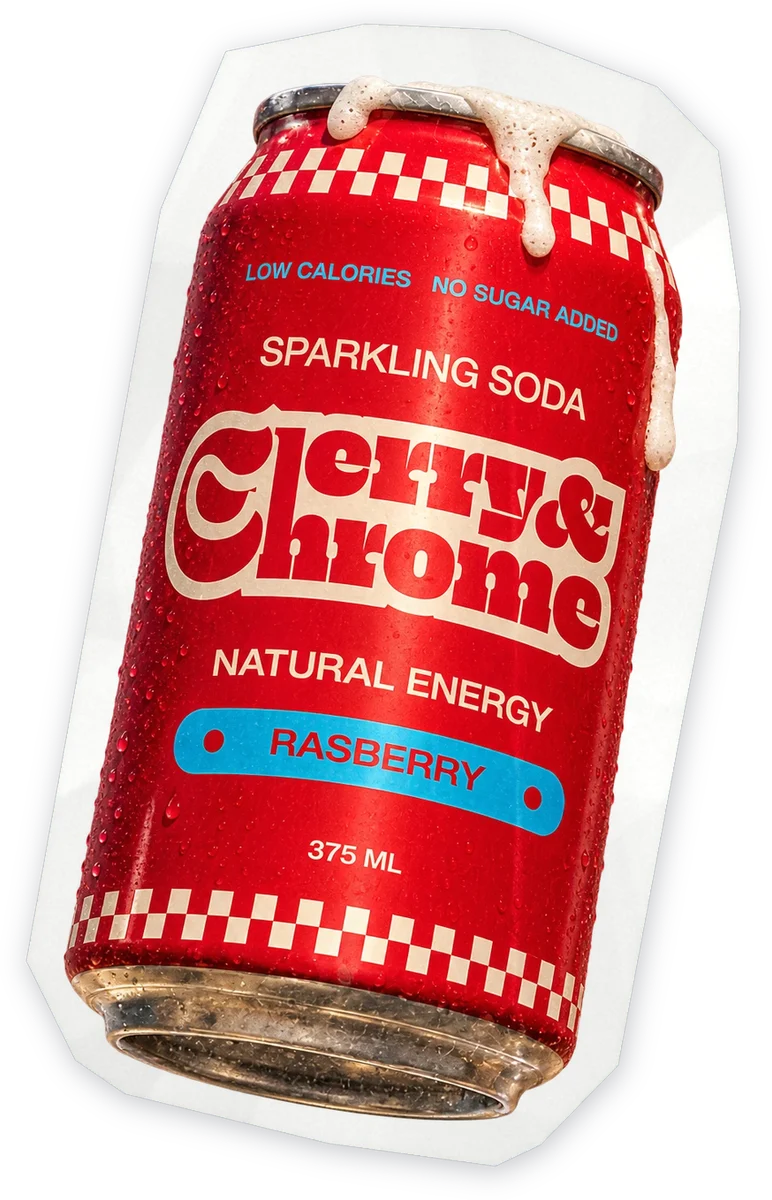 Cherry and Chrome soda can